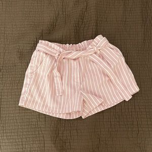 Pink/White Stripe Tie Paperbag Shorts